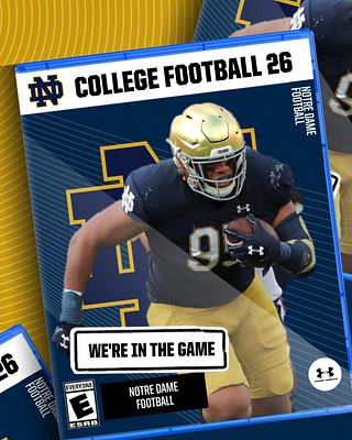 Game cover template featuring a vibrant yellow background, prominent player cutout on the right, space for team logo and title at the top, and customizable text area for player details.