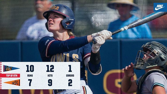 Baseball and softball stats template with full-frame action photo of batter at plate, stats table overlay showing runs, hits, and errors by inning, customizable team colors and fonts for score updates