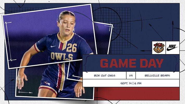 Multi-format game day template with dark blue background, large player photo on left with white border frame, team and opponent logos top right, bold red "GAME DAY" text, and match details panel showing team names and game time. Available in landscape, Instagram, and story formats.