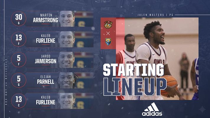 Multi-format sports lineup template featuring vertical player sections with photos and names, a central 'STARTING LINEUP' title, and space for team logos on a dark background.