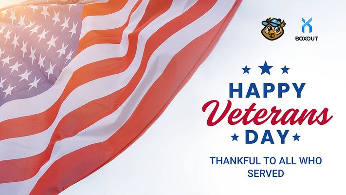 Memorial Day template with American flag on left, patriotic stars and stripes, and right side featuring "Happy Memorial Day" text in blue and red, tagline "Remembering Those Who Gave All," logo placement areas for brands or organizations, available in landscape and portrait formats