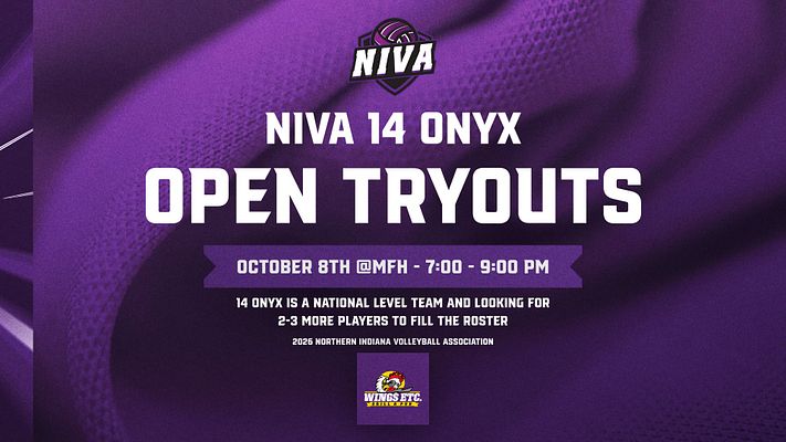 Announcement template with a bold purple background, centered title area for team name and event, and space for details below. Designed for social media posts and stories.
