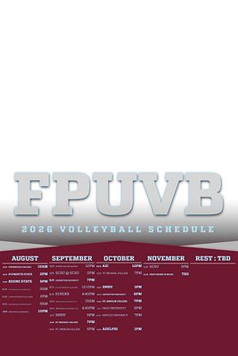 Vertical schedule template featuring a player photo on the left, bold team name and sport title at the top, with a detailed month-by-month game schedule listed below.