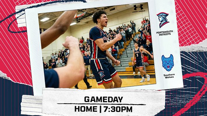 Multi-format gameday template featuring a dynamic athlete in action, photo area on left, team logos on the sides, and bold game time details at the bottom.