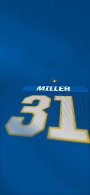 3D jersey lock screen template with dark purple background featuring large metallic gold and white jersey number, player name text, and school logo at bottom; designed as vertical phone wallpaper for recruiting and commitment announcements