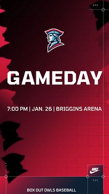 Vertical motion template featuring a bold 'GAMEDAY' headline, with game time and location below. Includes a mascot graphic at the top and branding elements at the bottom.
