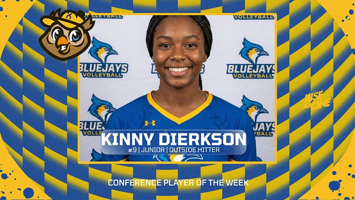 Player spotlight template with blue and gold paint splatter design, featuring centered player photo frame with name and position banner, team logo in corner, and award headline below. Available in landscape and portrait formats for social media sharing.