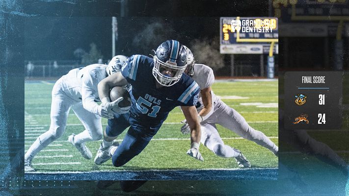 Dynamic score update template featuring a vibrant streak design, with a large athlete photo on the left, and final score section on the right in bold text.