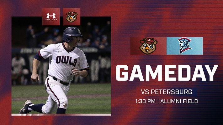 Gameday template featuring a player running on the field, with logos at the top, bold 'GAMEDAY' text, and game details in a structured layout. Designed for promotional use.