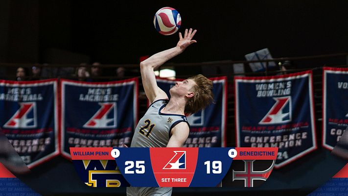 Conference score template with dynamic action photo, bold score display at center, team names above, and vibrant colors. Designed for social media posts about sports events.
