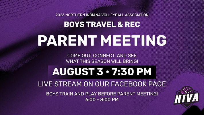 Meeting announcement template with purple textured background. Features organization name at top, large bold title area for event type, descriptive text sections, date and time display, and organization logo in corner. Multi-format template for landscape, Instagram, and story orientations.