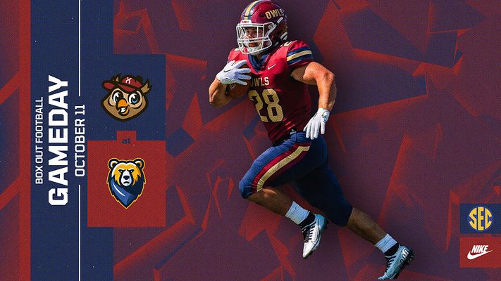 Multi-format gameday template featuring player photo cutout on red and navy background with vertical text banner, team logos, and athletic brand marks. Designed for social media across landscape and portrait formats.