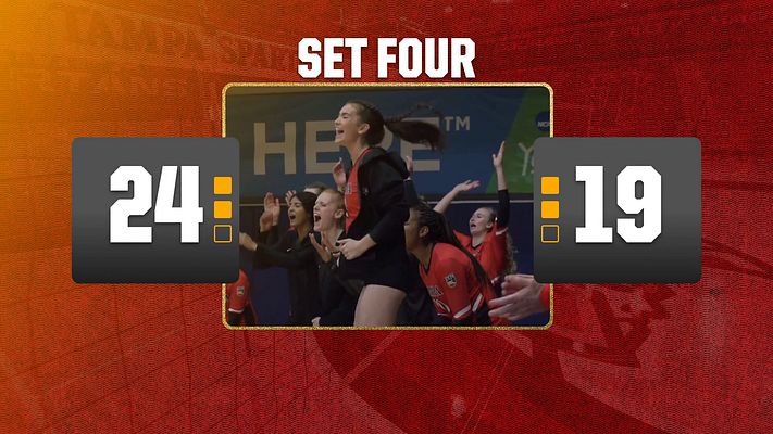 Score template featuring a central player image bordered in gold, with large score boxes on either side, and 'FINAL SCORE' text at the top. Designed for displaying volleyball match results.