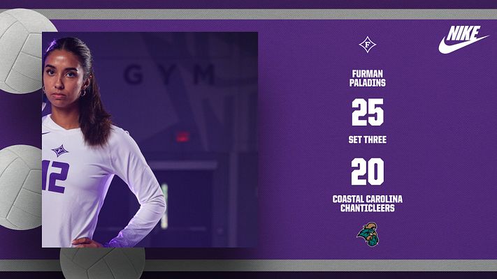 Multi-format volleyball score template with purple background, player photo on left, and right-aligned team names and scores. Features space for logos, set numbers, and team information. Designed for social media, stories, and landscape formats.