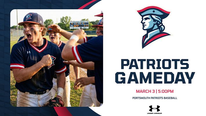 Template featuring a large player photo on the left with a dark blue background, bold text on the right, along with game date and team name below.