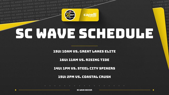 Social media template with a dark background, bold headline for schedule at top, game times and opponents listed below, ideal for Instagram stories or posts.