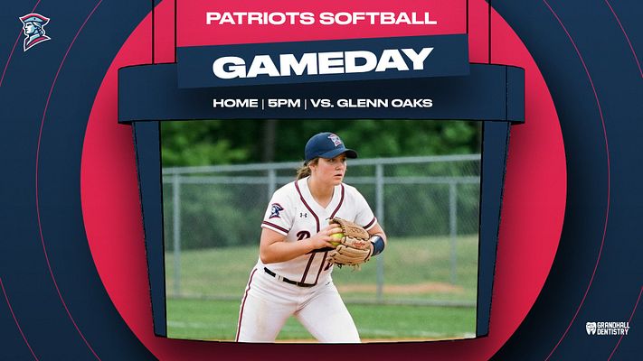 Game day template featuring red and dark color scheme with large central photo frame for player image, team logo in top left, Branded header, and game details bar showing home, time, and opponent information