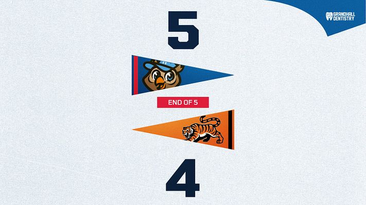 Score template with light textured background, featuring team logos at the top and bottom, score displayed prominently in the center with bold numbers, designed for sporting events.