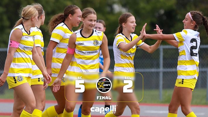 Multi-format sports score template with blurred background photo of athletes, centered scoreboard displaying team names and final score, logo placement, and sponsor branding. Designed for landscape, Instagram, and story formats for game day social media graphics.