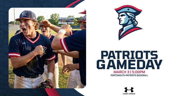 Template featuring a large player photo on the left with a dark blue background, bold text on the right, along with game date and team name below.