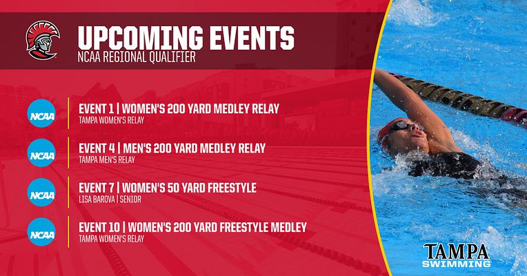 Landscape sports graphic template for upcoming events, featuring bold text header, event list with icons, and a swimming photo backdrop, designed for swimming and diving competitions.