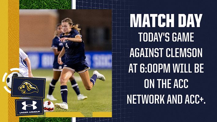 Soccer headline template with a split layout; player action photo on the left, bold text for match details on the right, featuring blue and yellow color scheme, designed for social media.