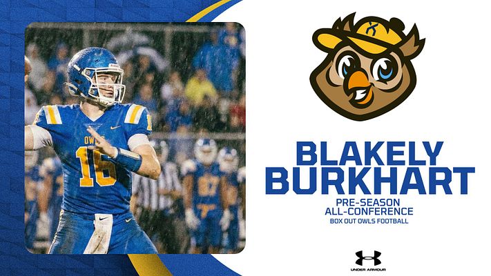 Announcement template with dark blue background, large rounded photo on left showing athletes celebrating, gold 'N' logo with star above, and bold navy text area on right for name and headline details. Includes space for subtext and brand logos.
